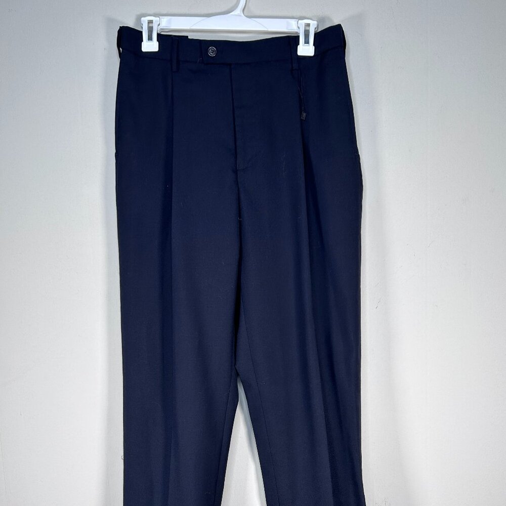 Louis Martin Wool Blend Pleated Uniform Dress Pants Women's 12 Navy Blue